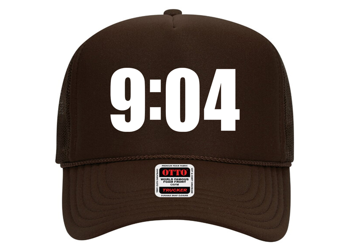 9:04 Hat Brown on White Trucker Hat