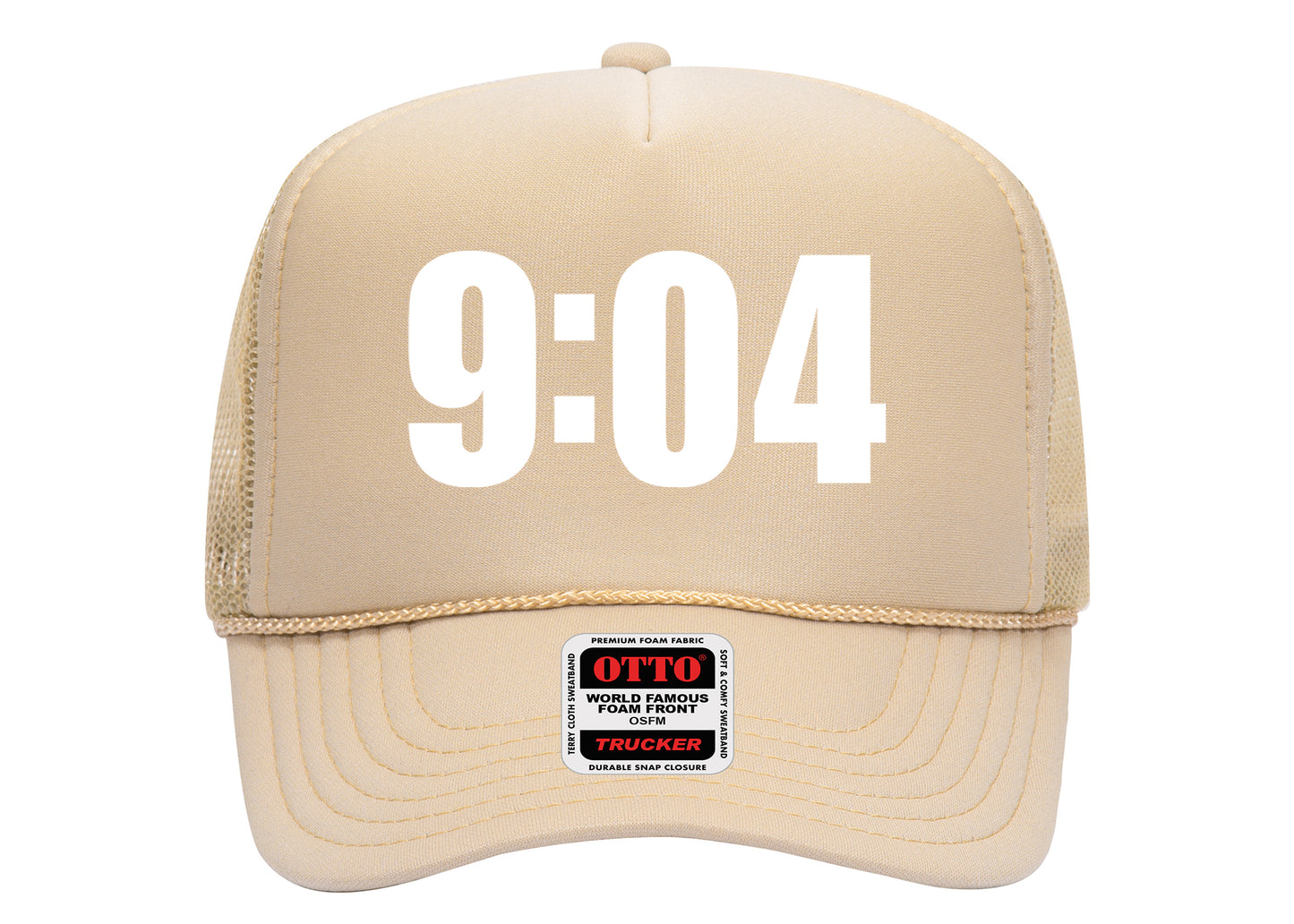 9:04 Hat Tan on White Trucker Hat