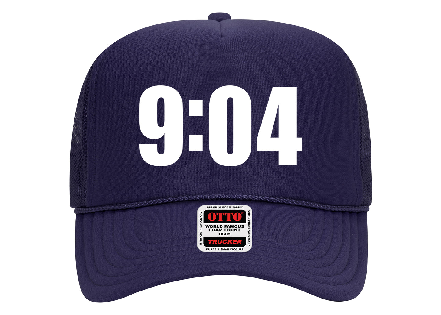 9:04 Hat Purple on White Trucker Hat