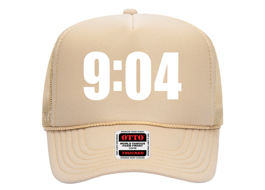 9:04 Hat Tan on White Trucker Hat